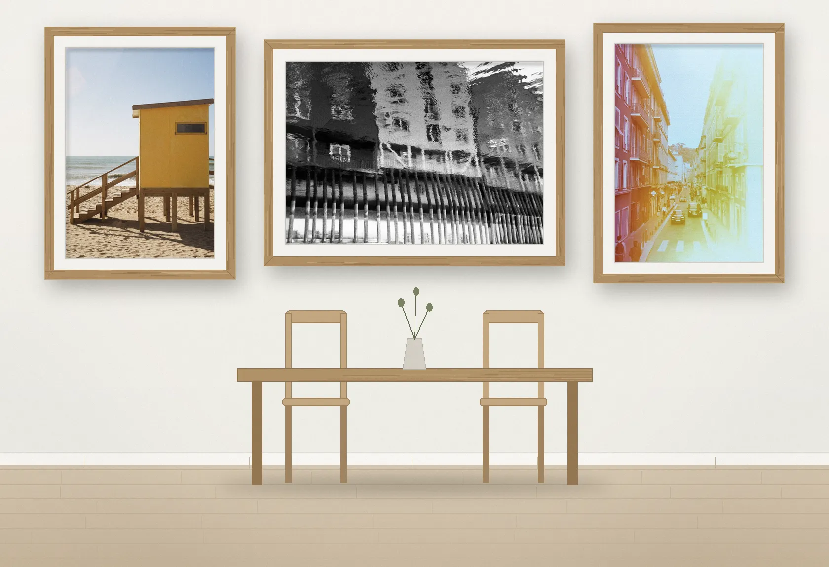 A minimal dining triptych